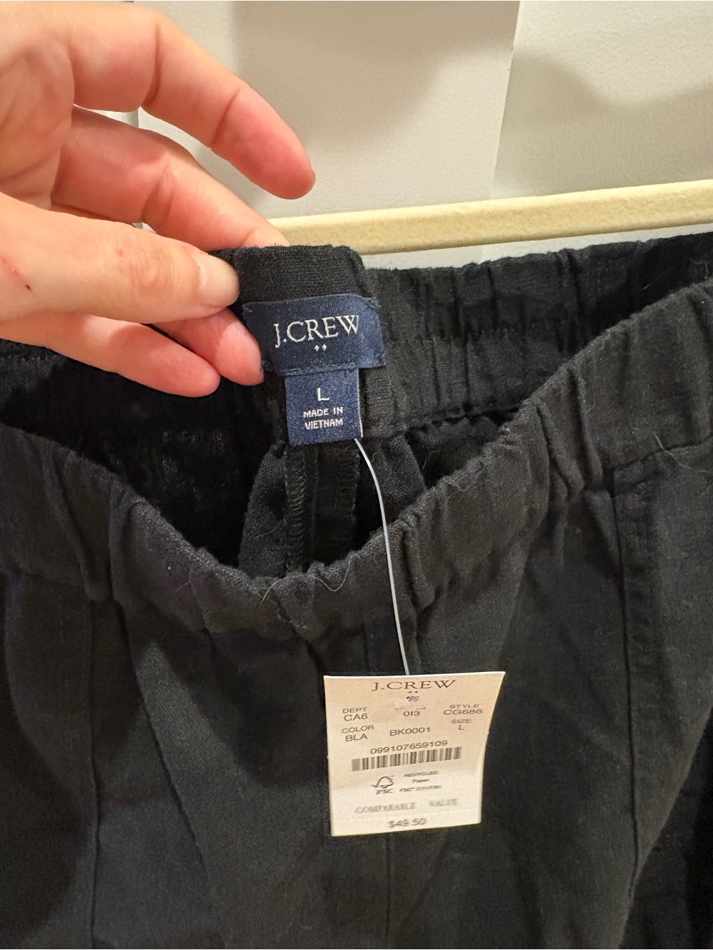 Jcrew Black Linen Elastic Waist Shorts size LARGE - Picture 3 of 7